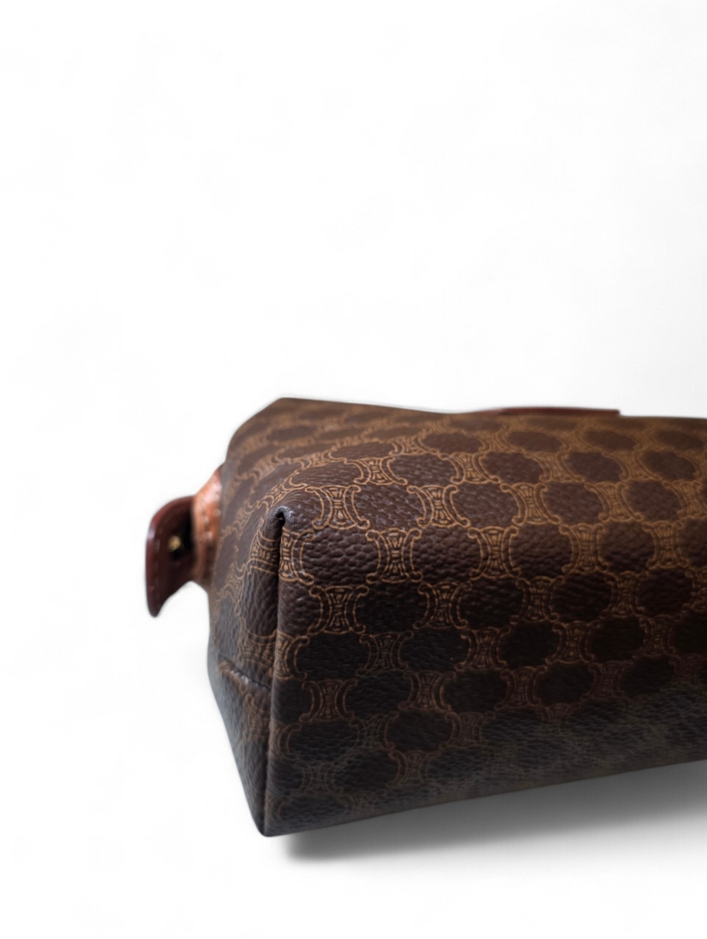 Celine Macadam Small Cosmetic Bag Brown PVC Canvas Leather Vintage Make Up Case - Picture 6 of 11
